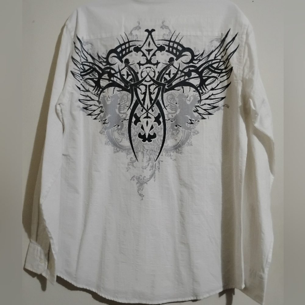 HELIX Button Shirt Mens Goth Streetwear Grunge Y2K Hip Hop Tribal - Picture 9 of 16